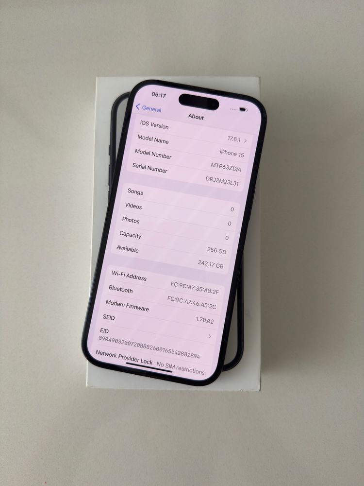 Apple iPhone 15 256GB 87% “ preto “ + caixa e capa