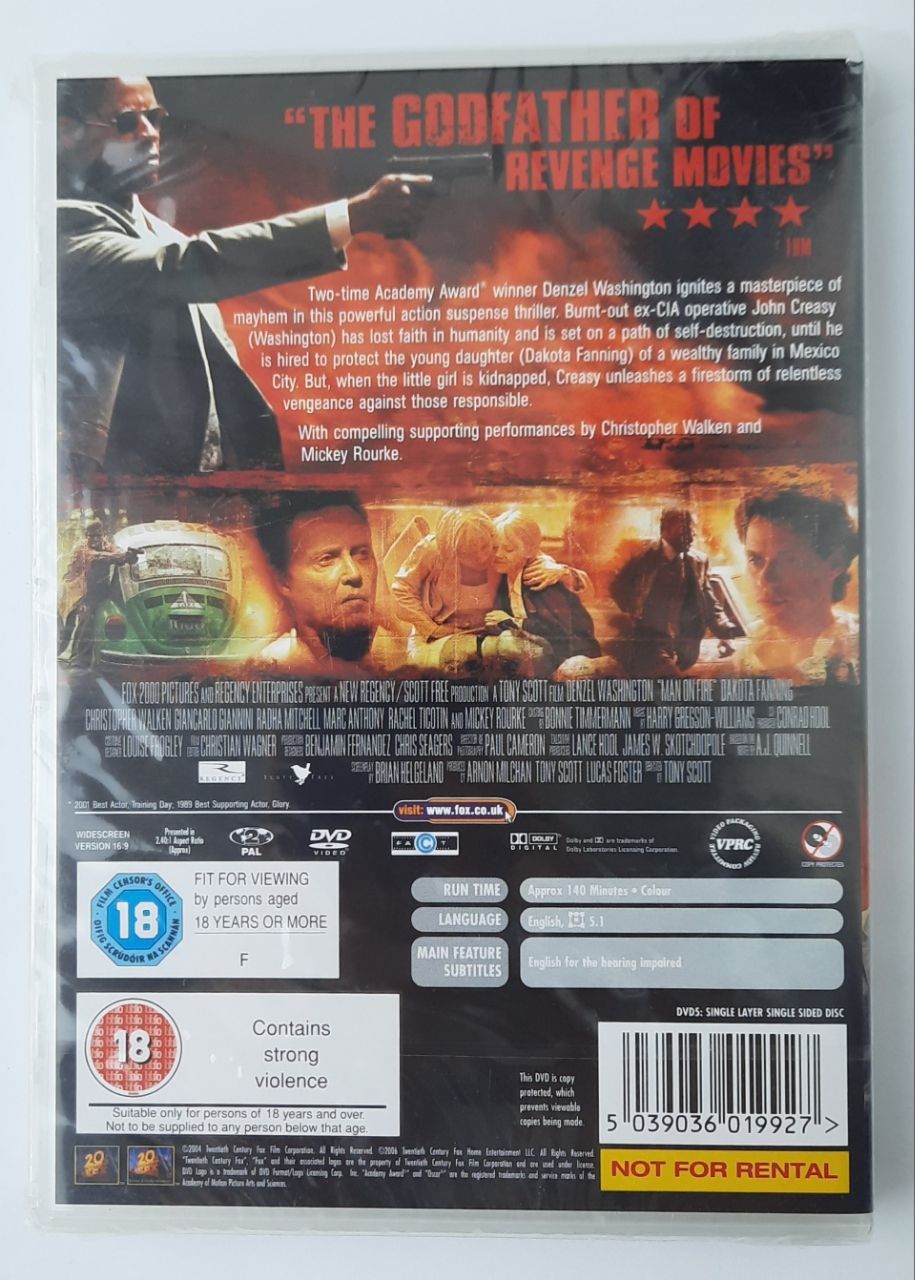 DVD Man on fire (Лють, Гнев), 2004 рік бойовик трилер