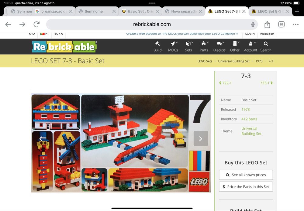 Lego set 7-3 de 1973 completo