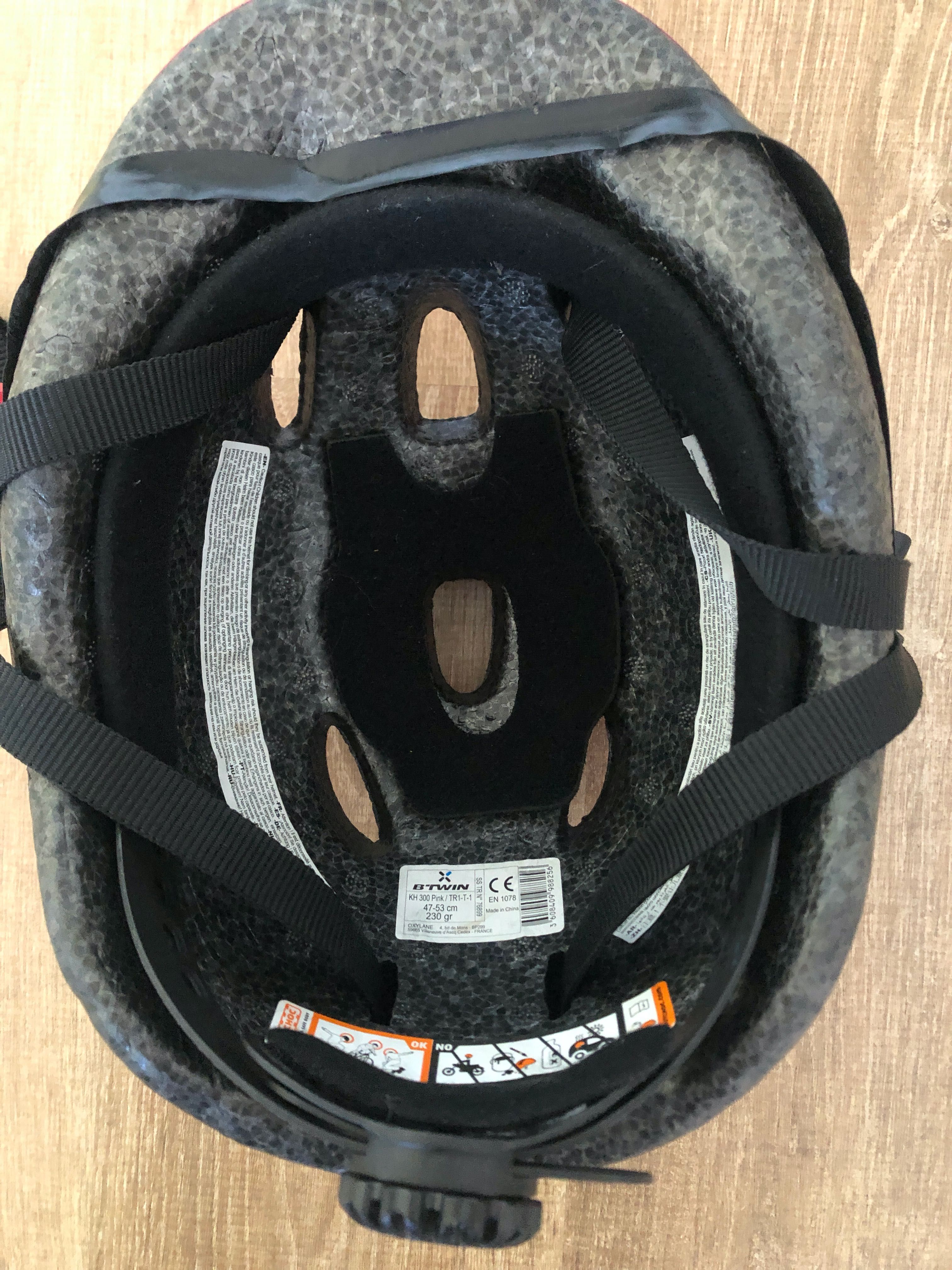 Kask rowerowy dla dziecka B'Twin KH 300,  47-53 cm, różowy