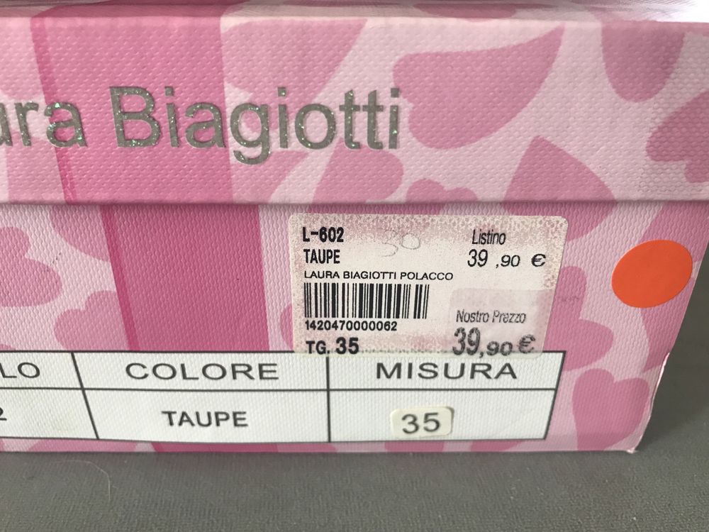 Nowe wiosenne trzewiki Laura Biagiotti rozm.35 kolor taupe Okazja!