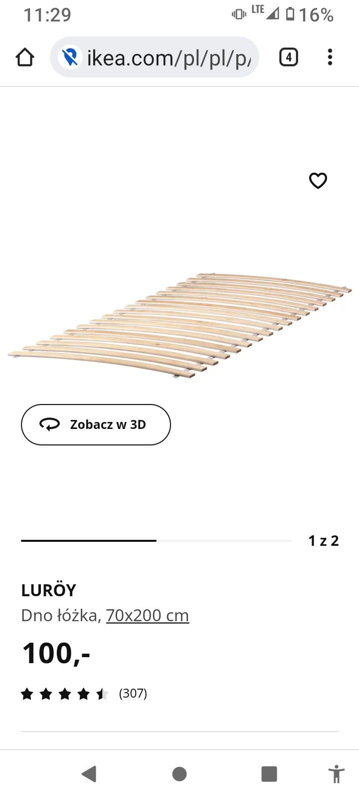 Dno łóżka stelaż Ikea