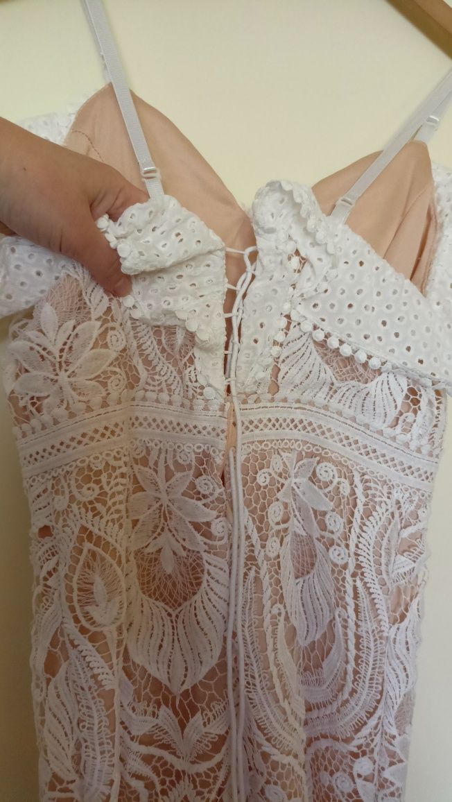 Sukienka boho biala m l