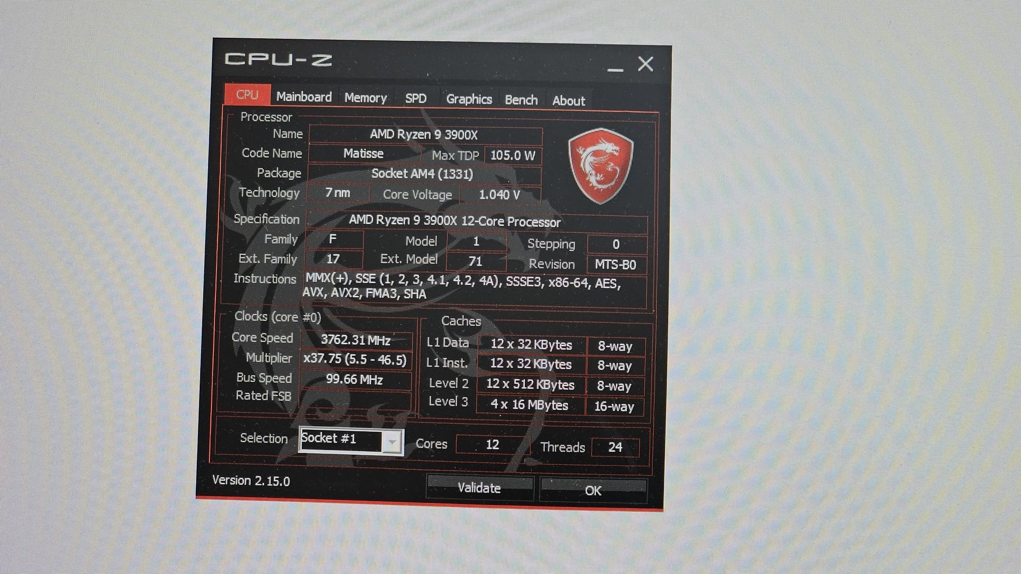 Комплект AMD Ryzen 9 3900X 12C/24T + MSI X370 SLI Plus