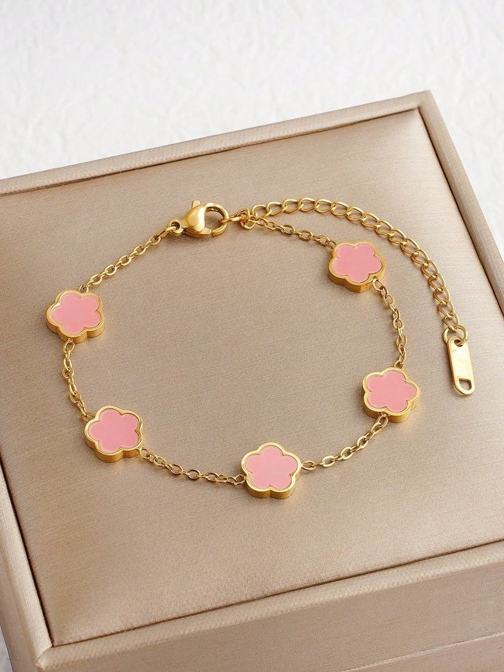 Pulseira Flor Rosa Aço Inoxidável (NOVA)