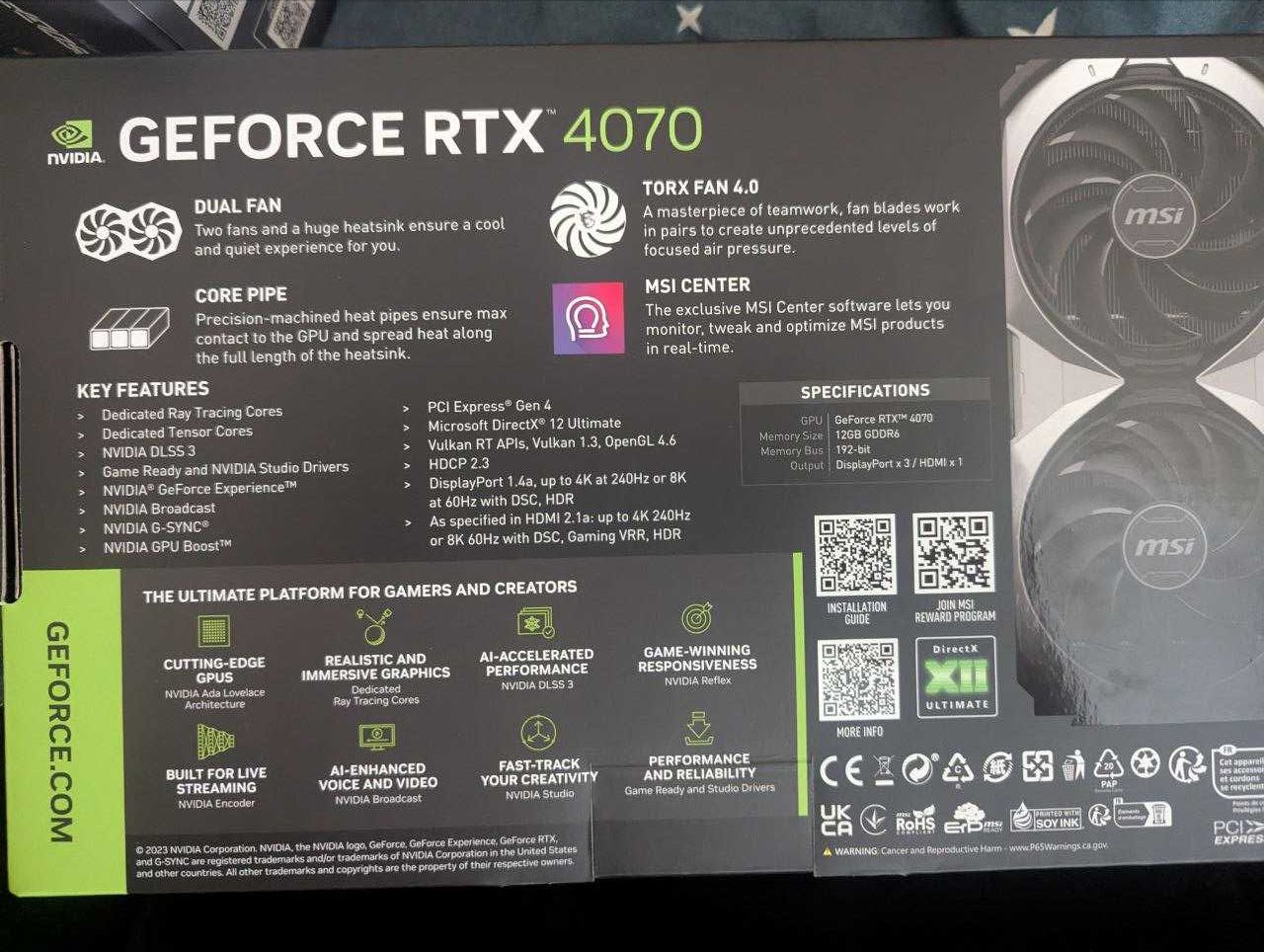 MSI RTX 4070 Ventus 2X 12GB | Состояние идеальное