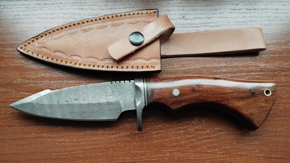 DAMAST nóż myśliwski BOWIE stal damasceńska 26cm. FINKA bushcraft