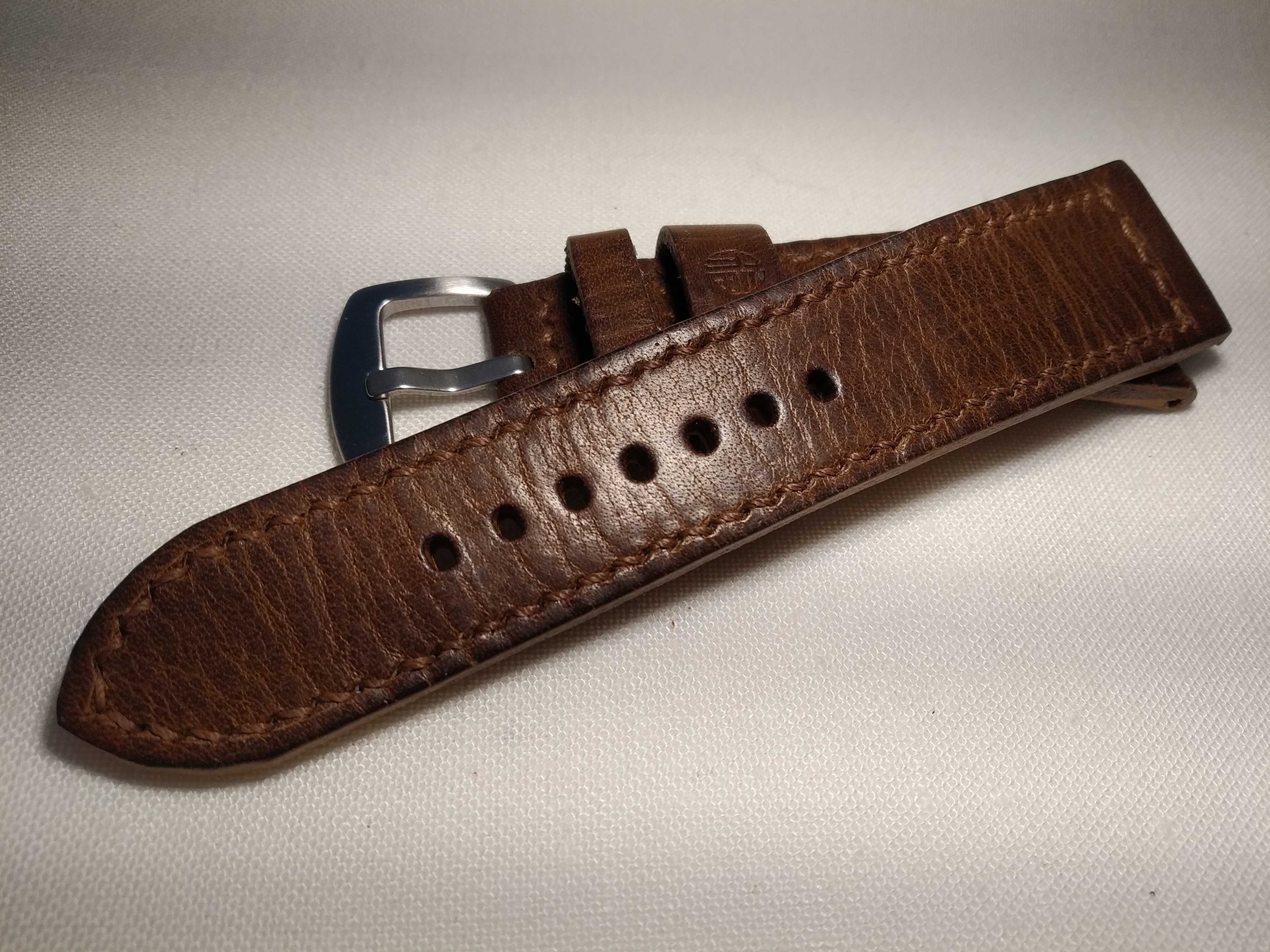 Pasek skórzany do zegarka Vintage 24 mm - skóra Horween Full Grain