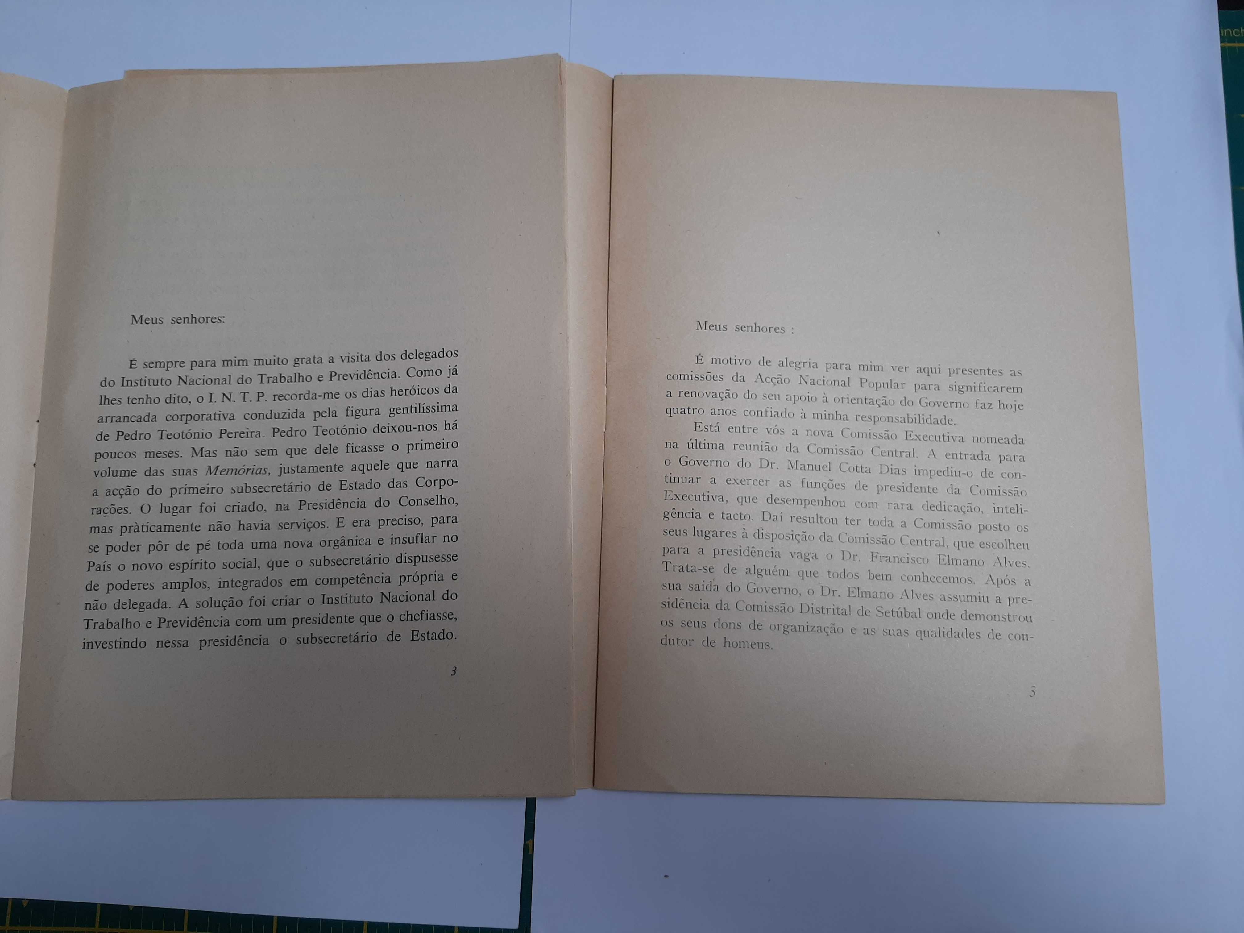 Discursos de Marcello Caetano - 2 folhetos originais - Portes grátis