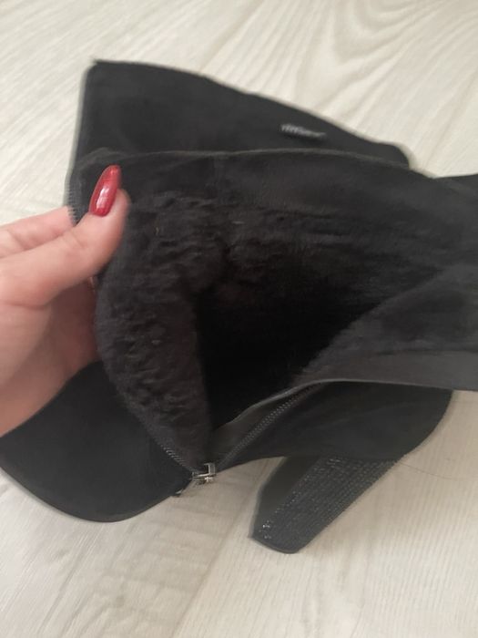 Ботфорти жіночі, женские черные ботфорты, сапоги зимние, демисезон