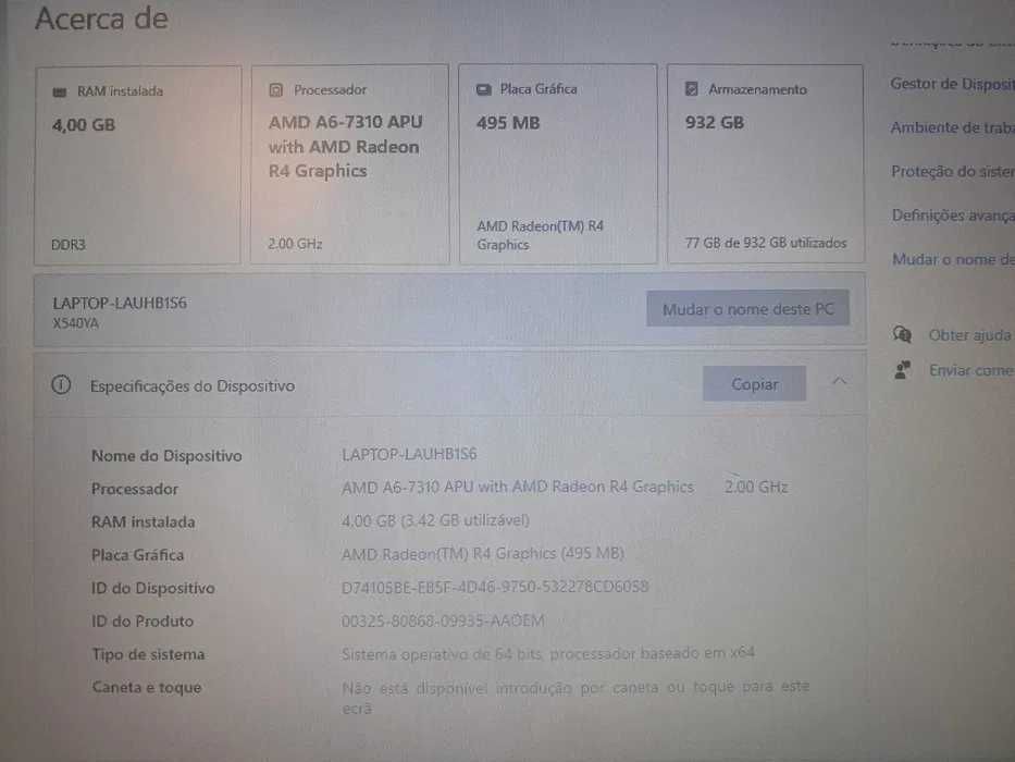 Portátil ASUS AMD A6-7310 APU (RadeonR4 Graphics 2.00GHz, 4,00GB RAM