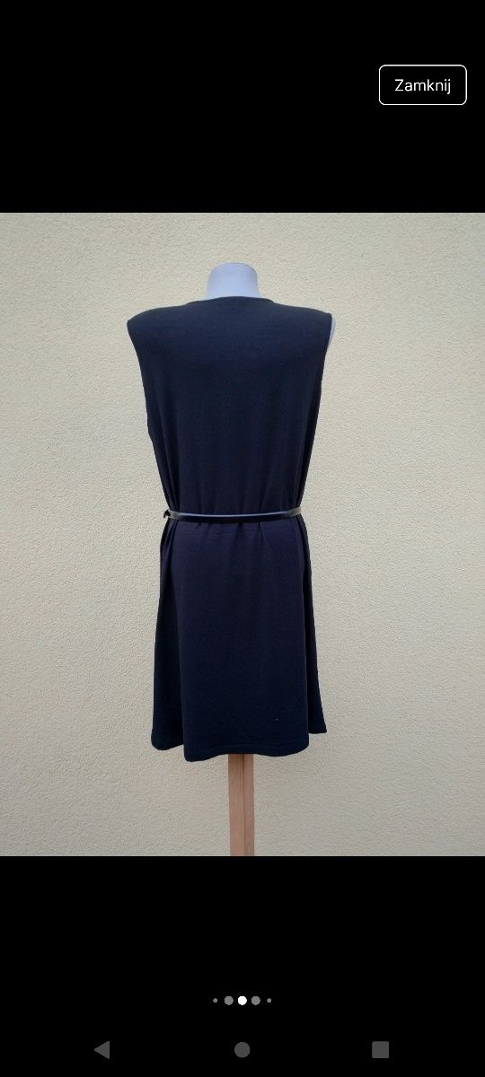 Czarna letnia sukienka L/XL szerokie ramiączka bez rękawów klasyczna