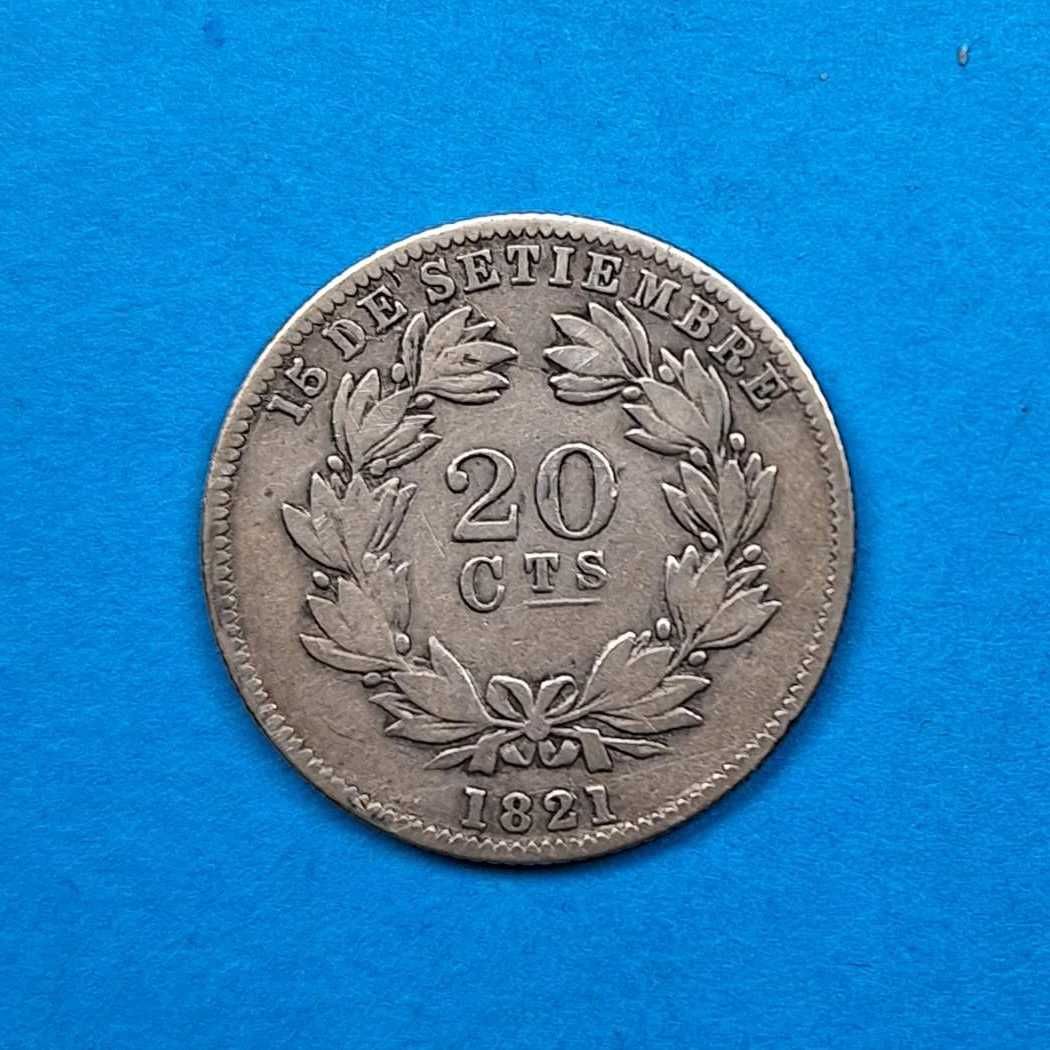 Nikaragua 20 centavo rok 1880, dobry stan, srebro 0,800