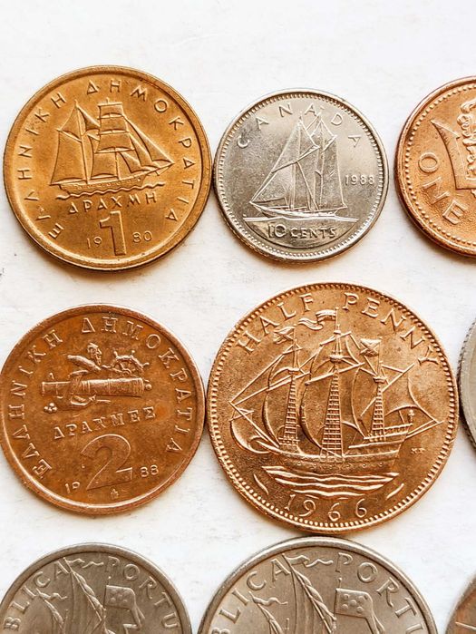 Монеты мира.Парусник,корабли.9шт. Оригинал