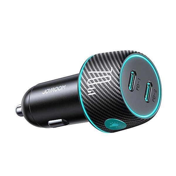 Ładowarka samochodowa 2x USB C 70W z podświetleniem LED Joyroom JR-CCN