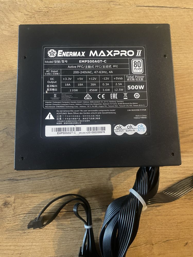 Zasilacz Enermax 500w 80plus