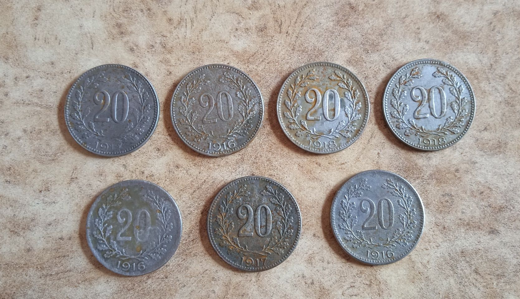 Монети 20 геллер 7 шт 1916-1918 рр.