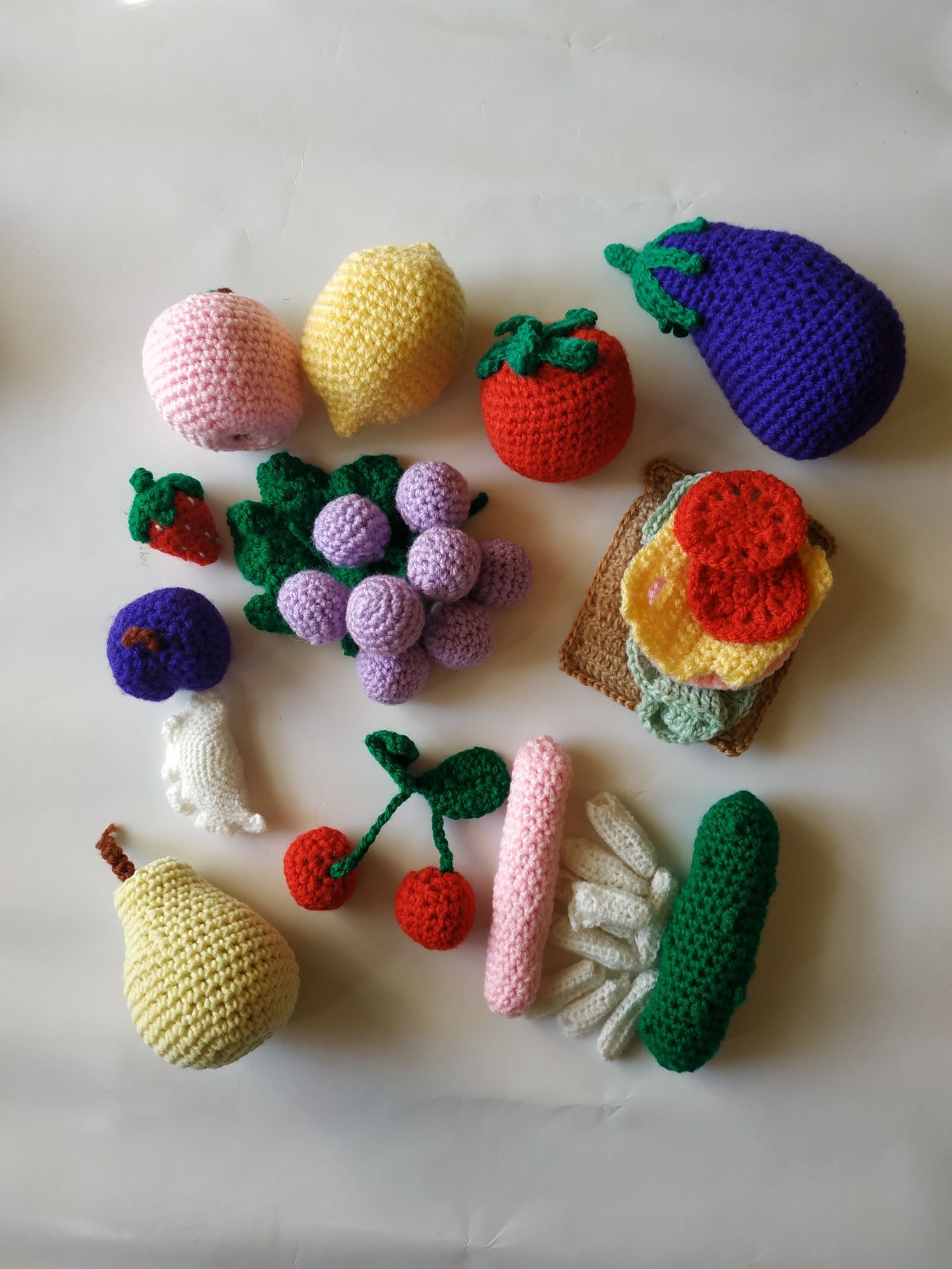 Вязанная еда фрукты овощи сладости развивающие игрушки