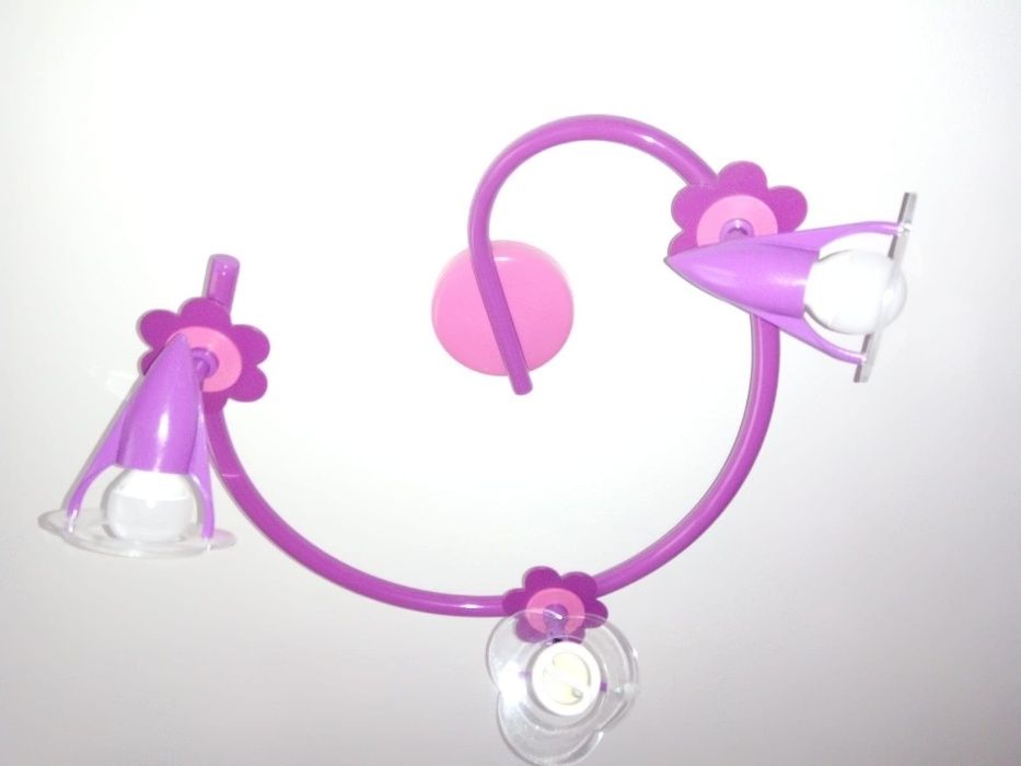Lampa różowa kwiatki potrójna