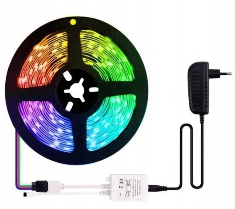 Taśma LED SMD wodoodporna 5M RGB kolorowa + pilot