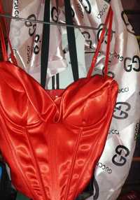 Жіночий корсет червоний +в подарунок хустка Gucci
