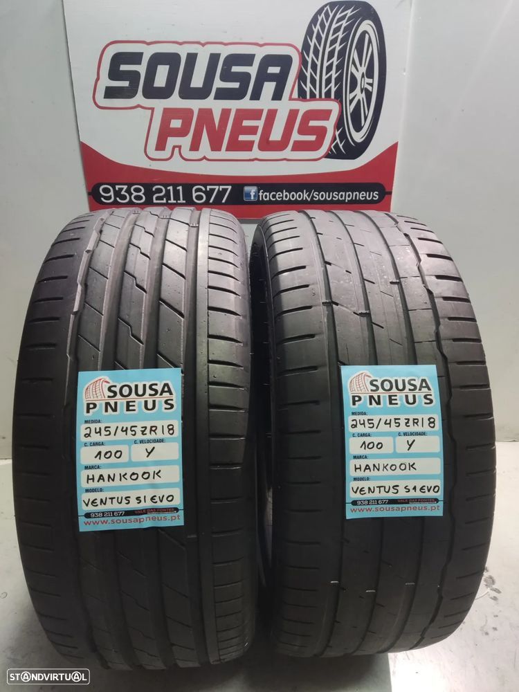 2 pneus semi novos 245-45r18 hankook - oferta dos portes