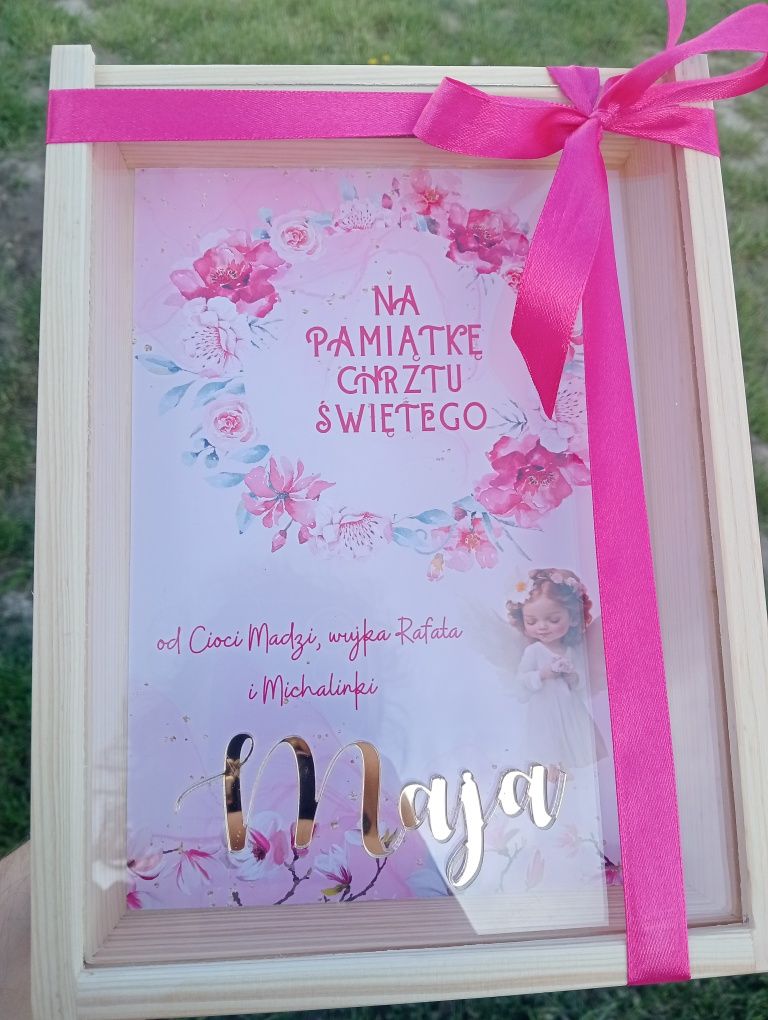 Tablica powitalna sztaluga drewniana koło Pierwsza komunia lub inne do