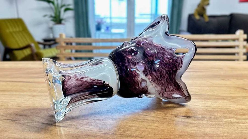 Wazon kielich 24 cm czeskie mleczne szkło Vintage PRL Egermann