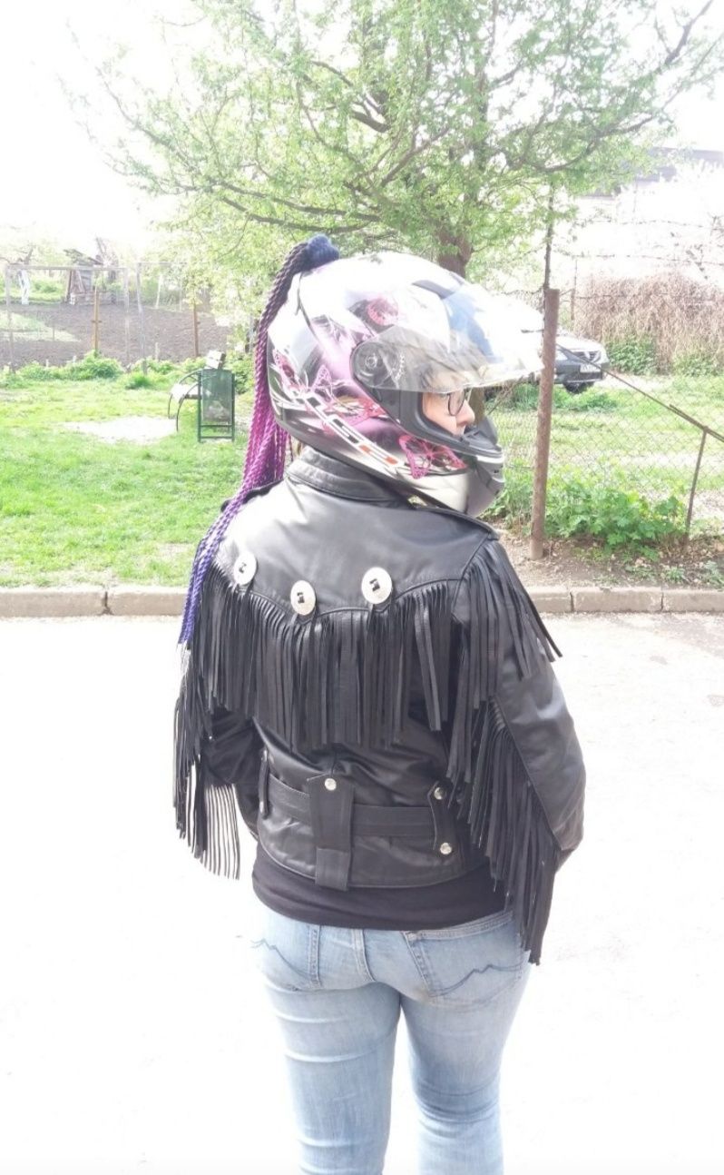 Куртка шкіряна косуха жіноча мото байкерська
