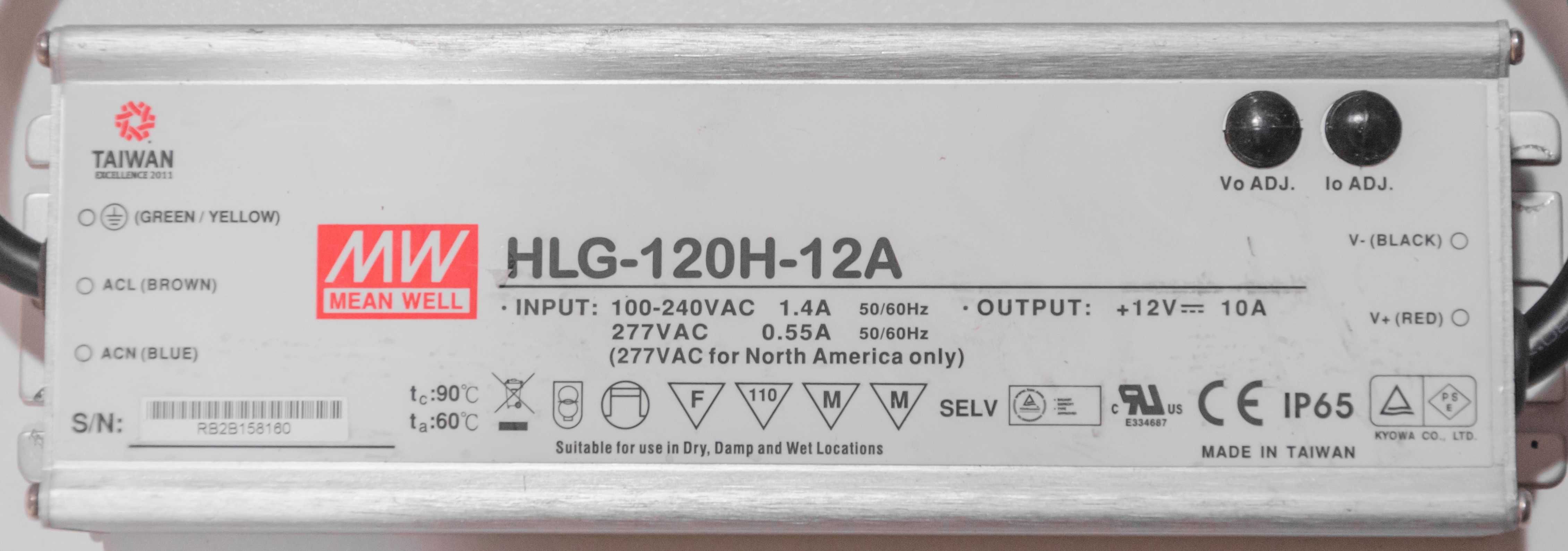 Sterownik Transformator Zasilacz LED Mean Well HLG-120H-12A