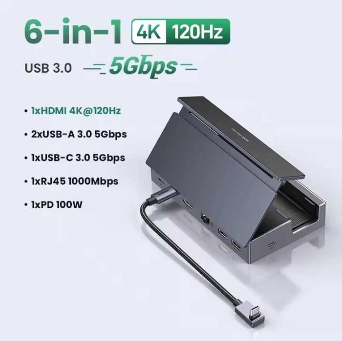 Ugreen 6 in 1 док станція для Steam Deck/Asus ROG Ally (CM800)