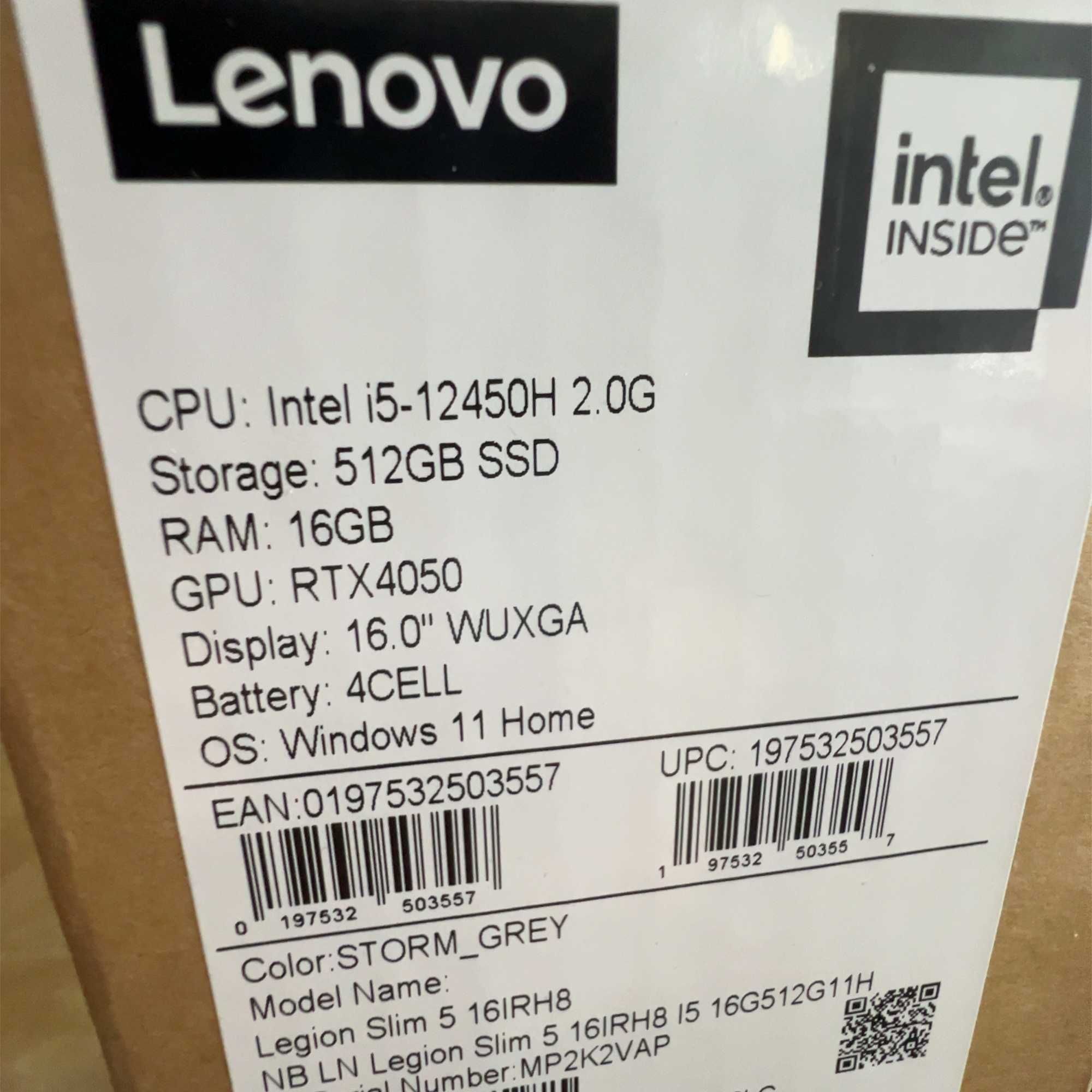 Lenovo LEGION Slim 5 16IRH i5/16GB/512SSD/RTX4050/Win11/16 cali