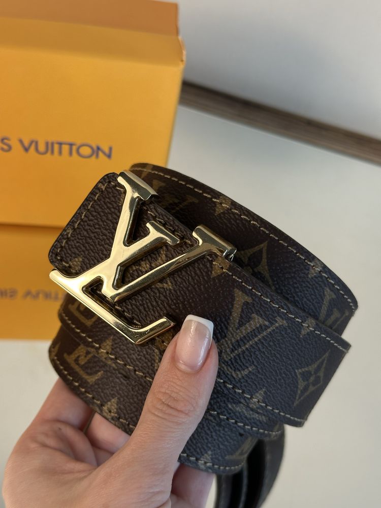 Skórzany pasek brązowy Louis Vuitton monogram skóra naturalna LV
