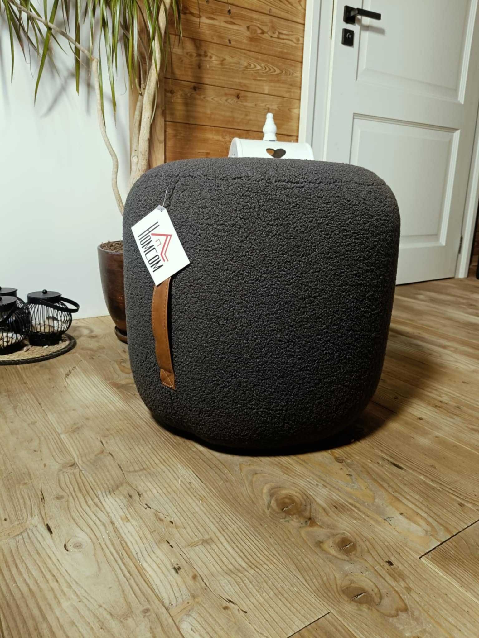 HOMECOM Duża pufa z uchwytem podnóżek