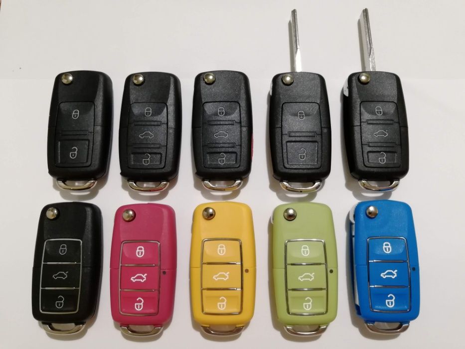 Выкидной ключ VW, Skoda, SEAT, Audi + логотип + батарейка