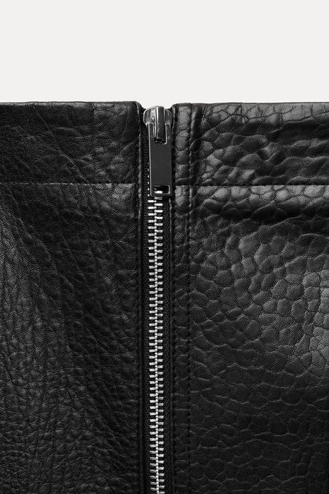 Шкіряна спідниця zara zw collection із блискавками