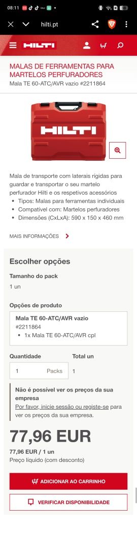 Tenho para venda essas malas Hilti