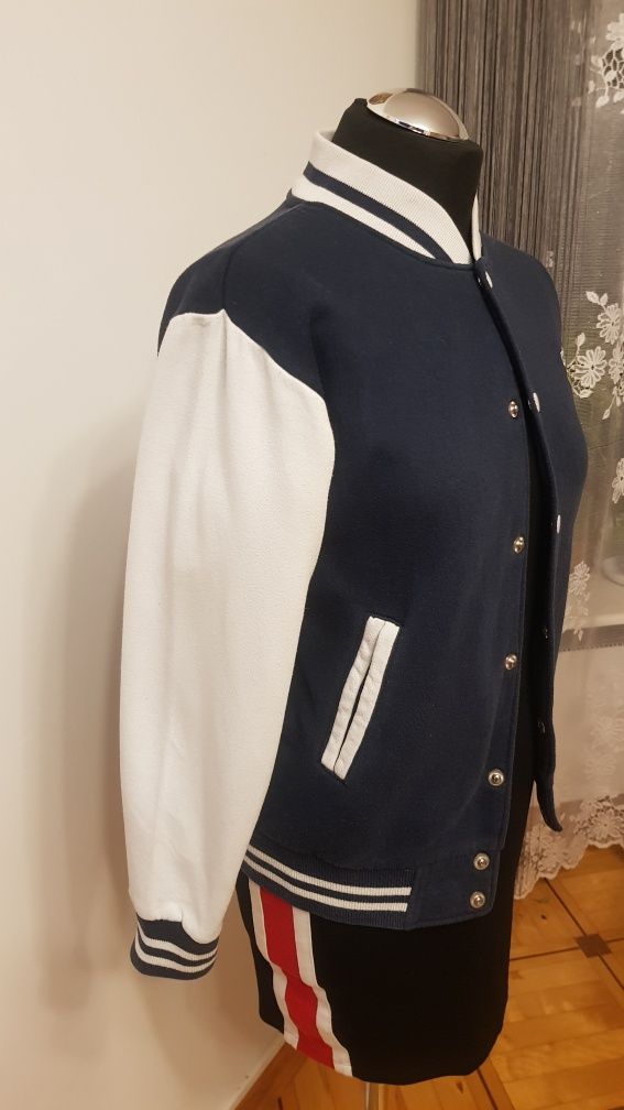 Bluza Oxford, biało-granatowy, rozmiar XS