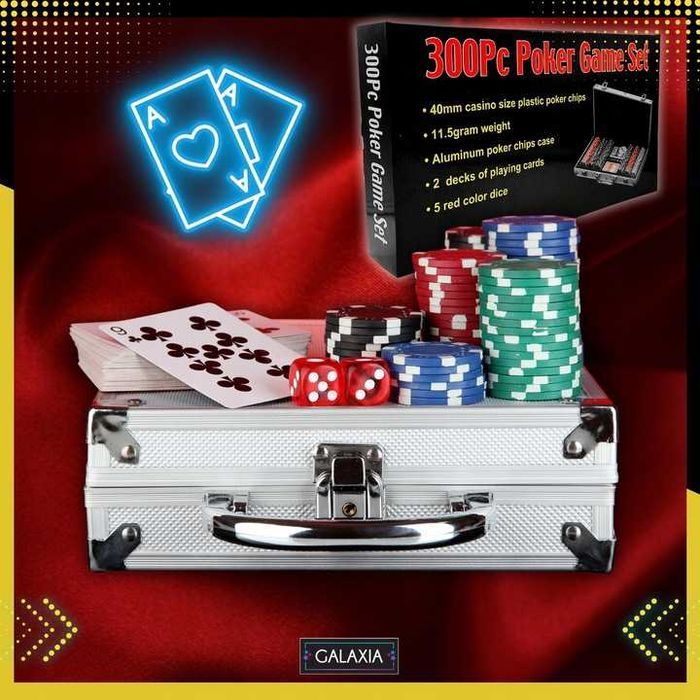 ZESTAW DO POKERA 300 ŻETONÓW Żetony Gry Poker Chips Set Karty Walizka