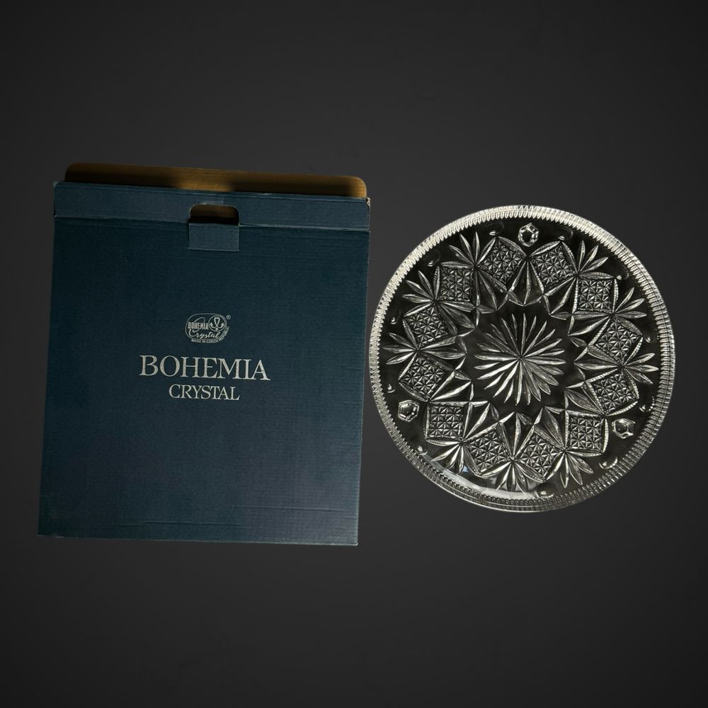 Bohema Czechy szklana patera na nóżkach szkło kryształowe B4/9813