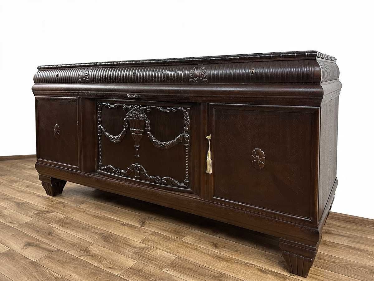 KOMODA BUFET antyk rzeźbiona RÓŻE 5 szuflad szafka pod TV RTV 230 cm