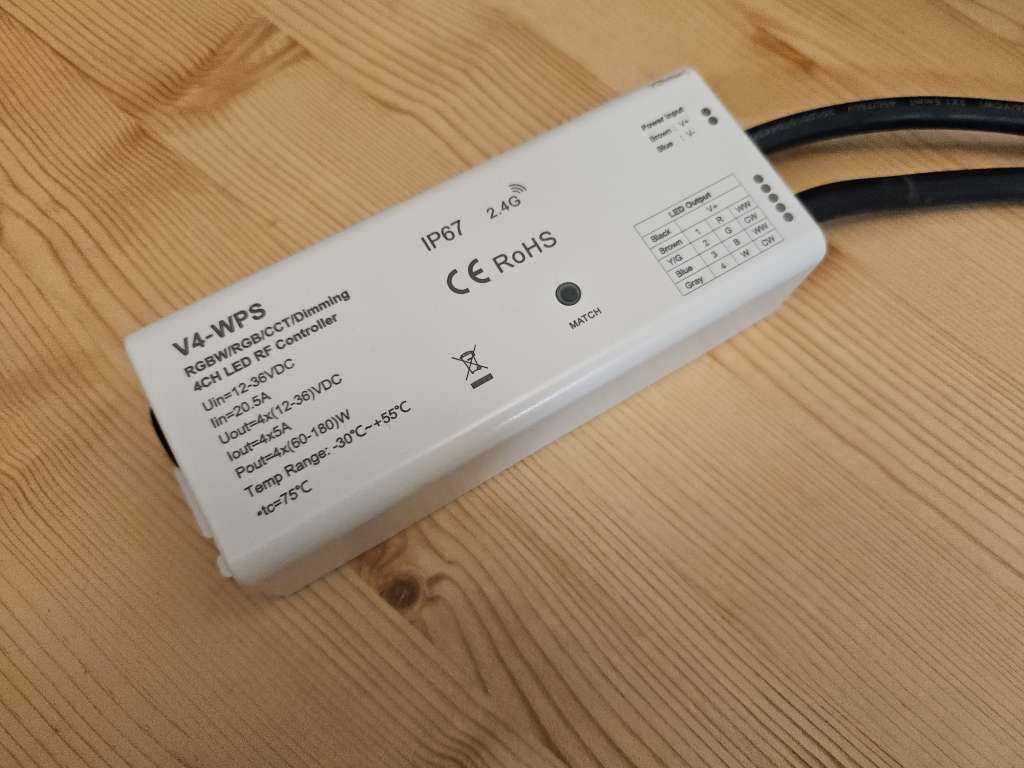 V4-WPS Kontroler ściemniacz instalacji CCT RGB+W 12-36V IP67 2.4GHz