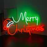 Neon LED Dekoracyjny MERRY CHRISTMAS Wielokolorowy Ściemn. 43x26cm USB