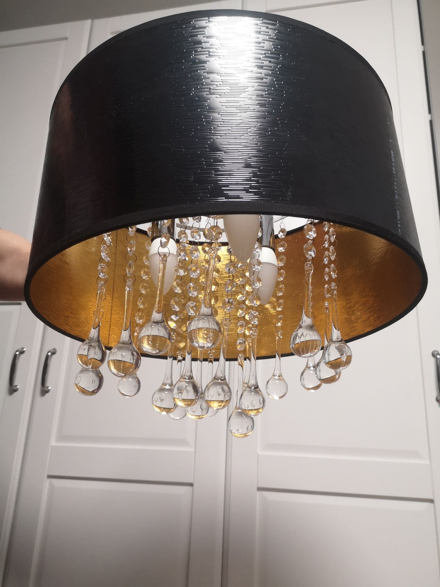Lampa glamour czerń złoto 40cm ITALUX