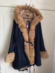 Czarna parka zimowa z futrem Xl