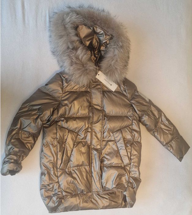 NOWA ZŁOTA Kurtka Pikowana Lucky Five futro naturalne jenot S 36 zima