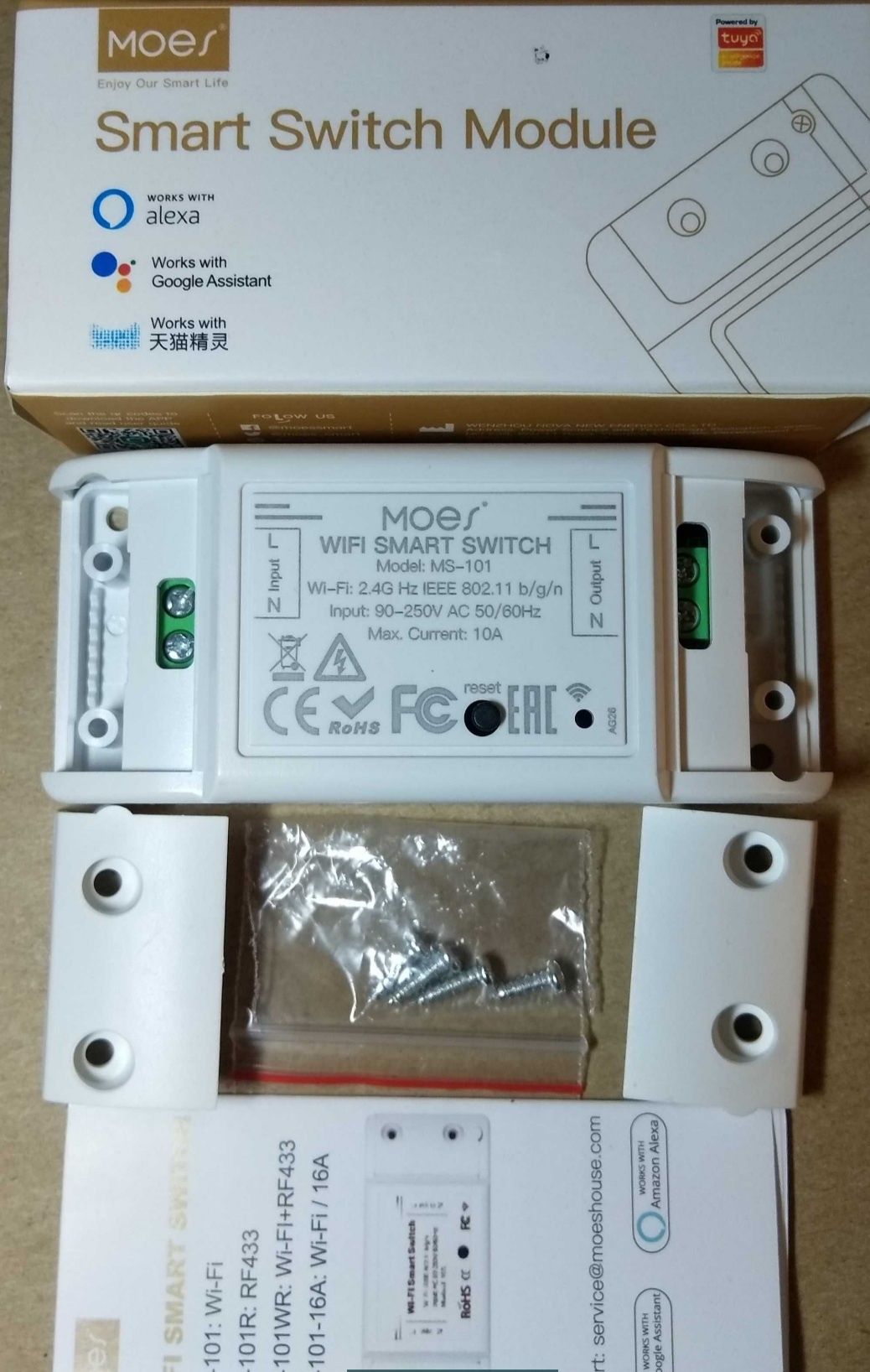 Wi-Fi реле, выключатель Smart switch MoesHouse 10 А, MS-101