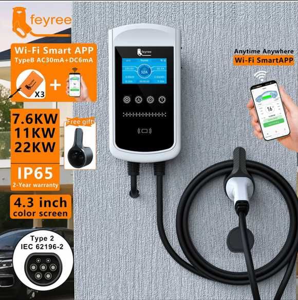 Wallbox Carregador 7,6 kw - 32 A - C/ APP - elétricos e híbridos