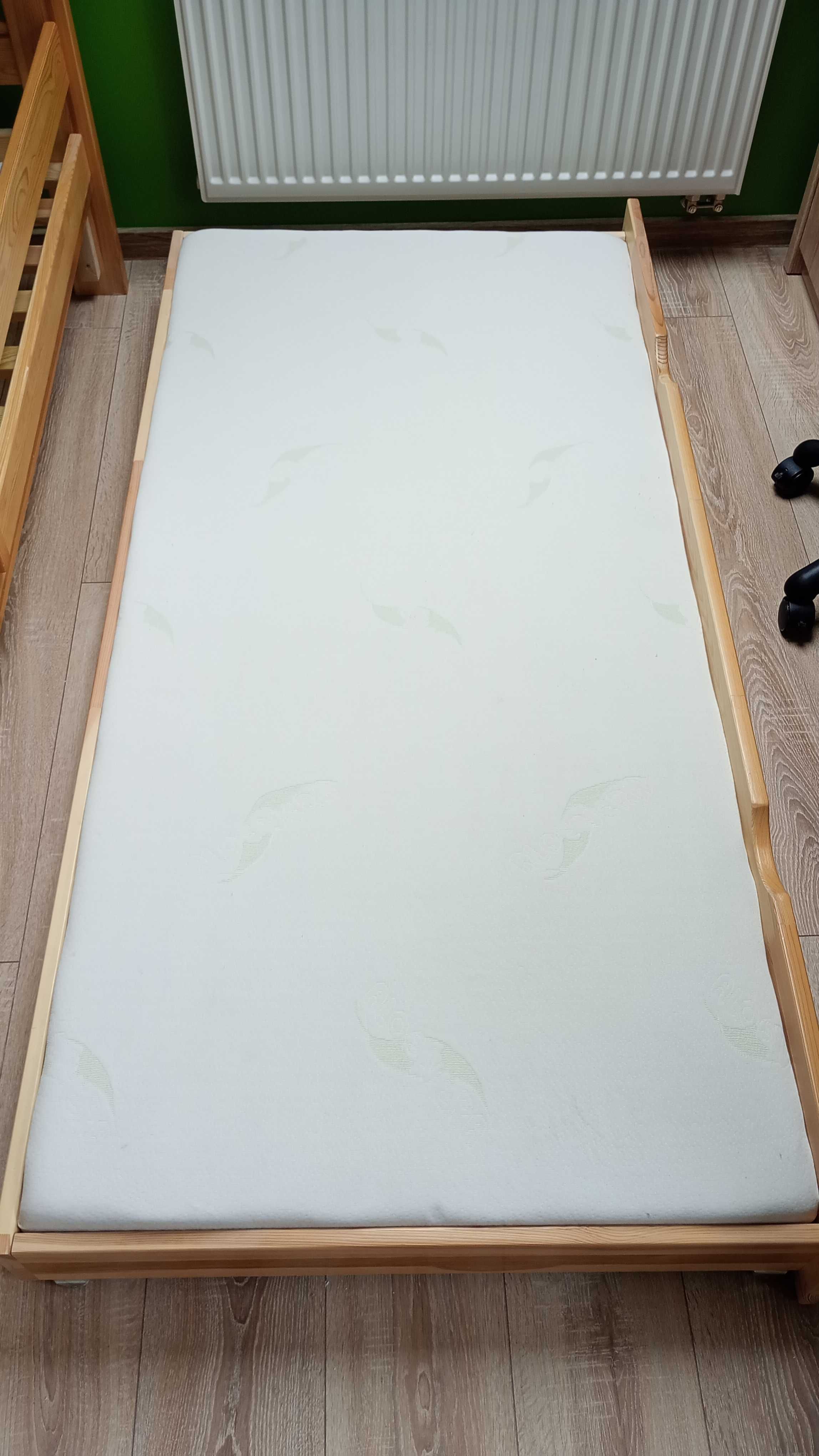 Łóżko drewniane dziecięce 180x80 z wysuwaną dostawką + materac