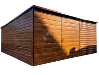 Garaż Blaszany 4,5X5M Brama - Drewnopodobny Spad W Tył Nb116